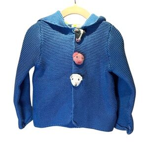 Baby Boden Button up Cardigan Sweater Blue Farm Animals Size 2T-3T